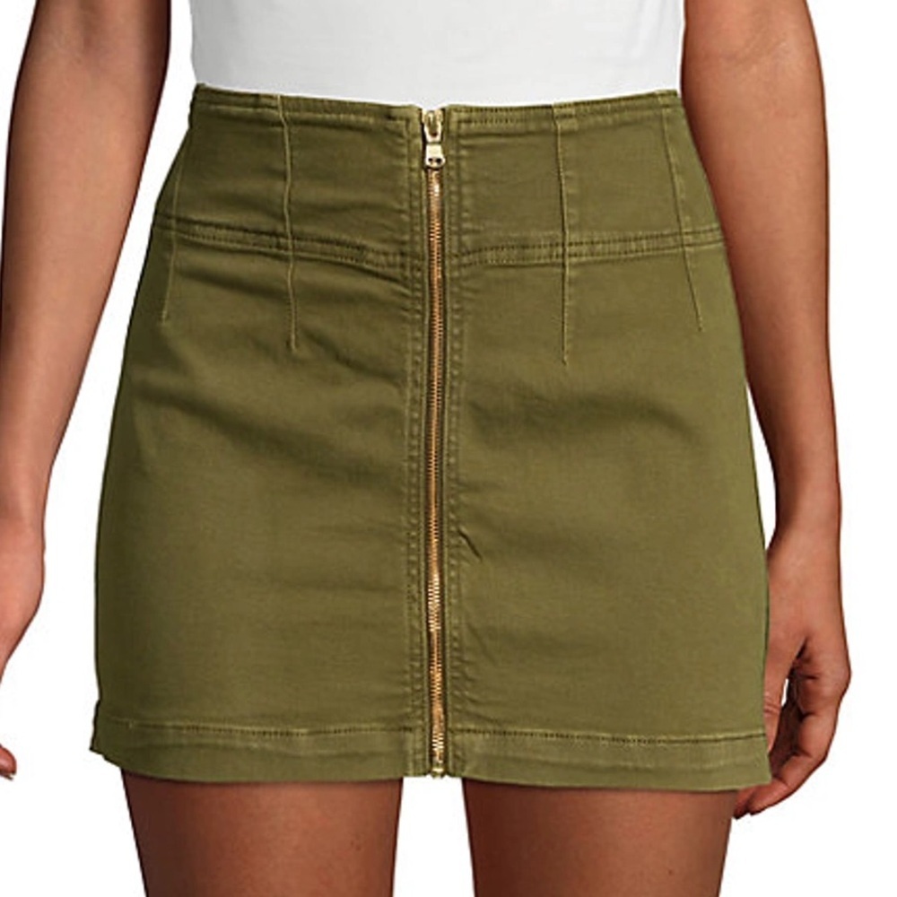 We The Free Denim Front Zip Mini Skirt